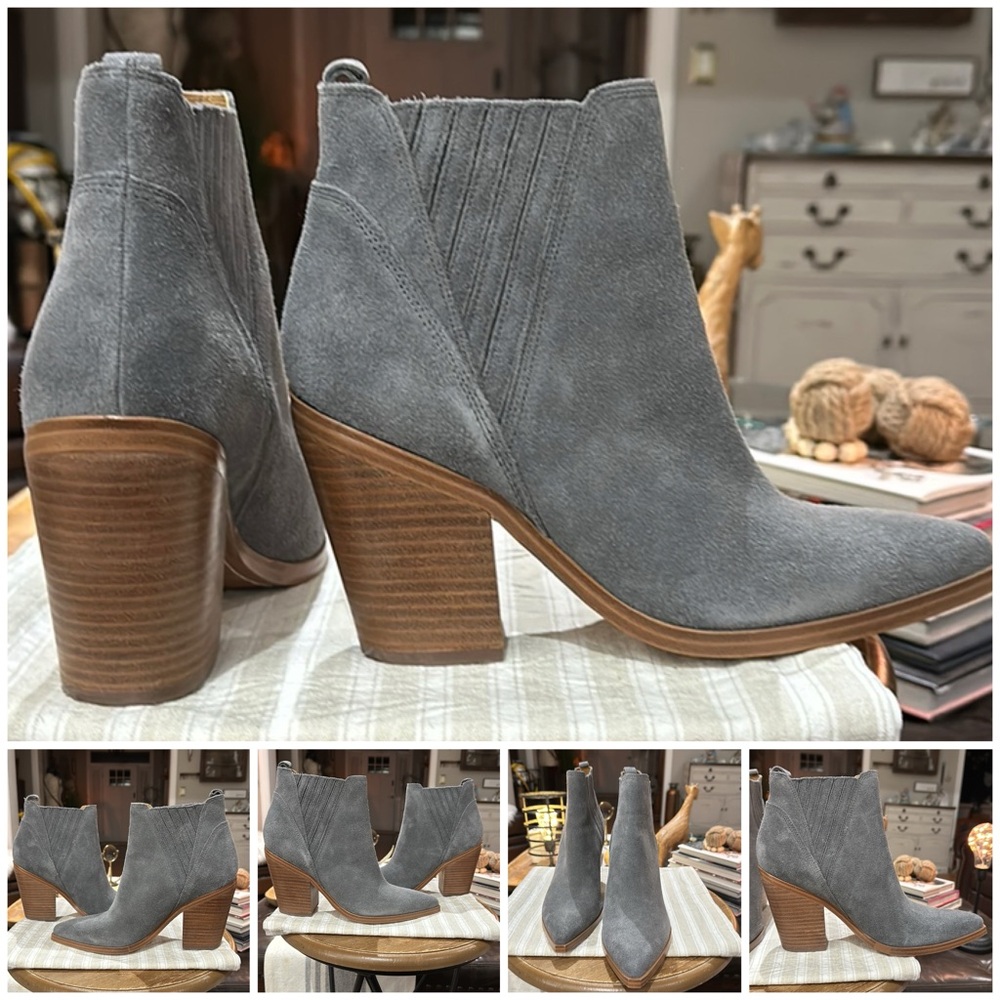 🪧 Marc Fisher Women’s Suede Gadri Bootie, in Medium Grey. Size 9.5 NWOB, Unworn - Picture 4 of 16